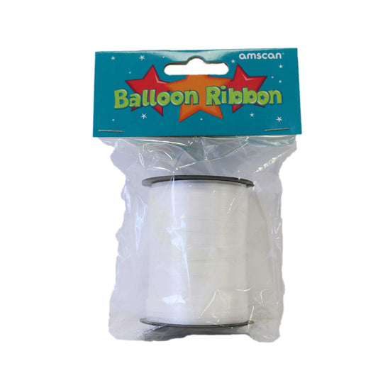 White Balloon Ribbons 25m x 5mm - 5 PC