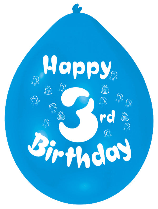 INT995546 IP X6 - Happy 3rd Birthday Latex Balloons 22.8cm - 6 PKG/10
