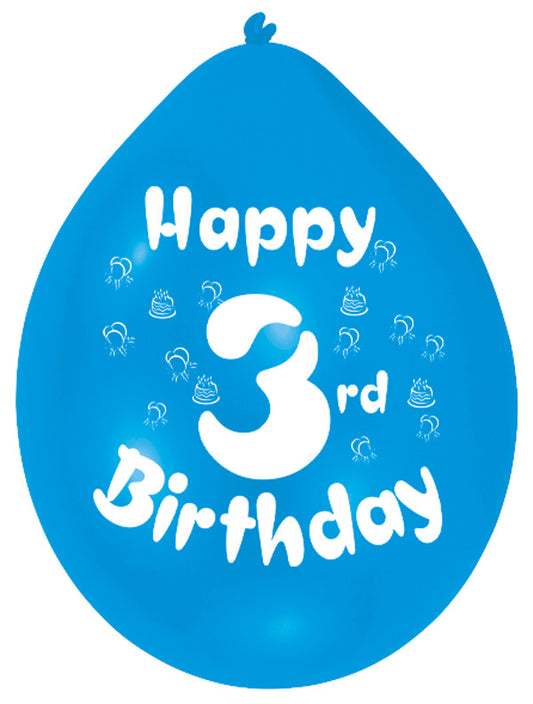 INT995546 IP X6 - Happy 3rd Birthday Latex Balloons 22.8cm - 6 PKG/10