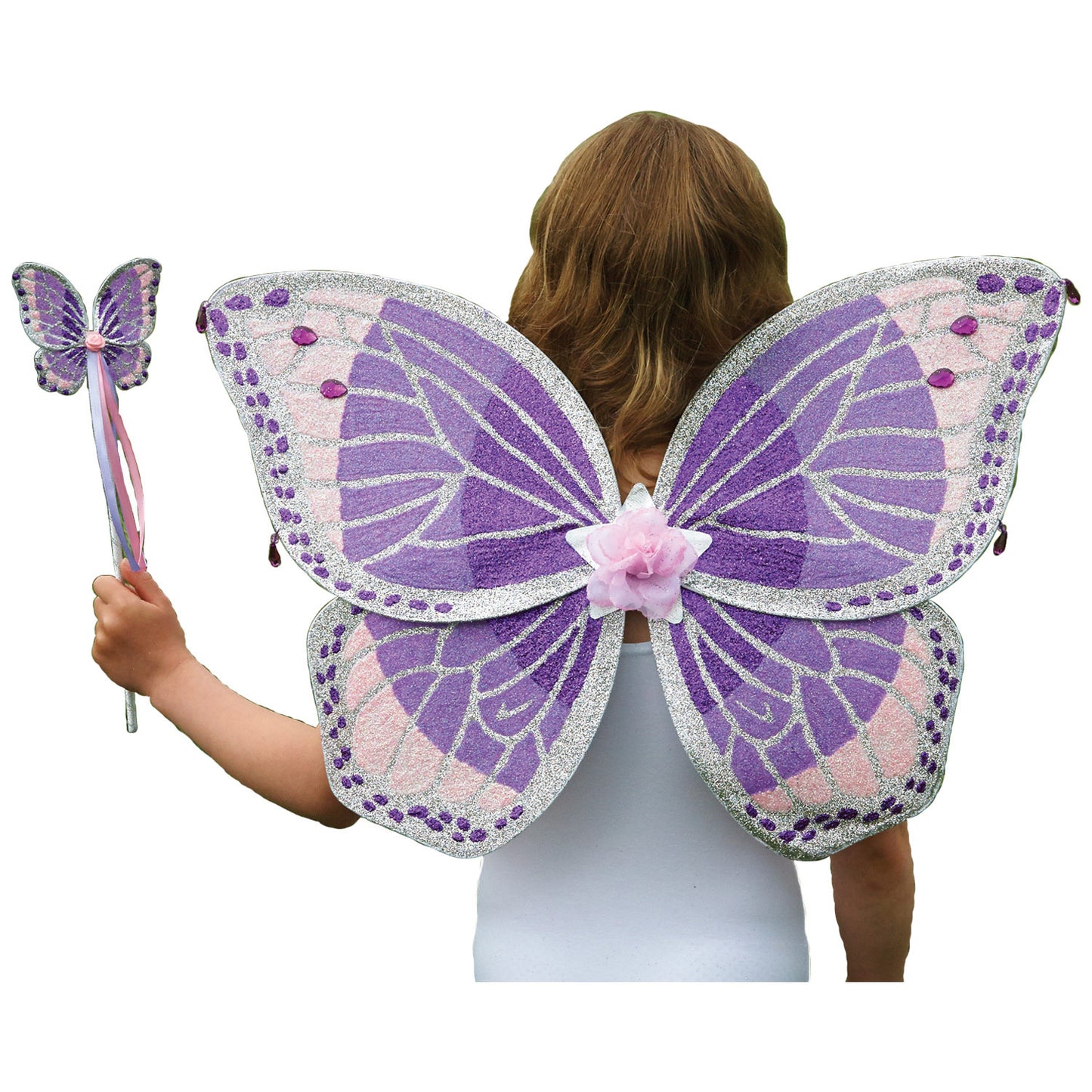 PWWST - Purple Glitter Jewel Wing & Wand Fairy Set - Age 3+ Years - 1 PC