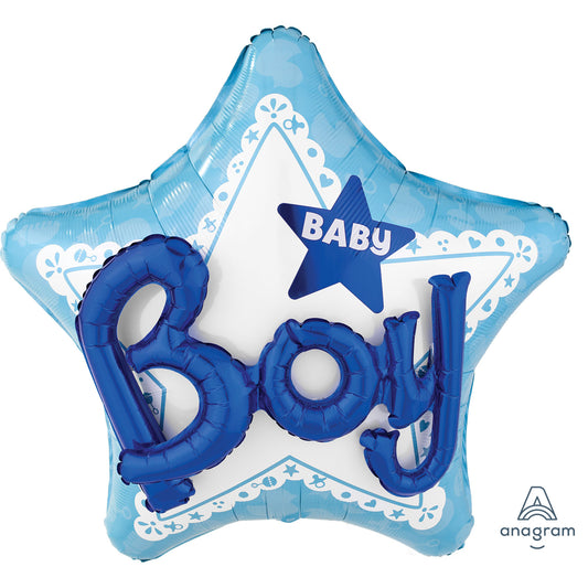 3092201 IP X5 - Baby Boy Multi Foil Balloons 53"/134cm w x 39"/99cm h P75 - 5 PC