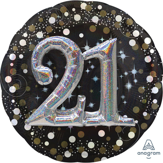 3451201 IP X5 - Gold Sparkling Celebration 21st Multi Foil Balloons 36"/91cm P75 - 5 PC