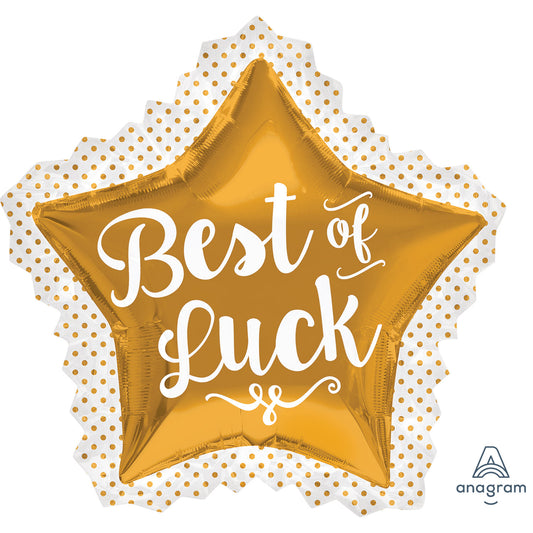 3264301 IP X5 - Best of Luck SuperShape Foil Balloons 34"/86cm w x 32"/81cm h P35 - 5 PC