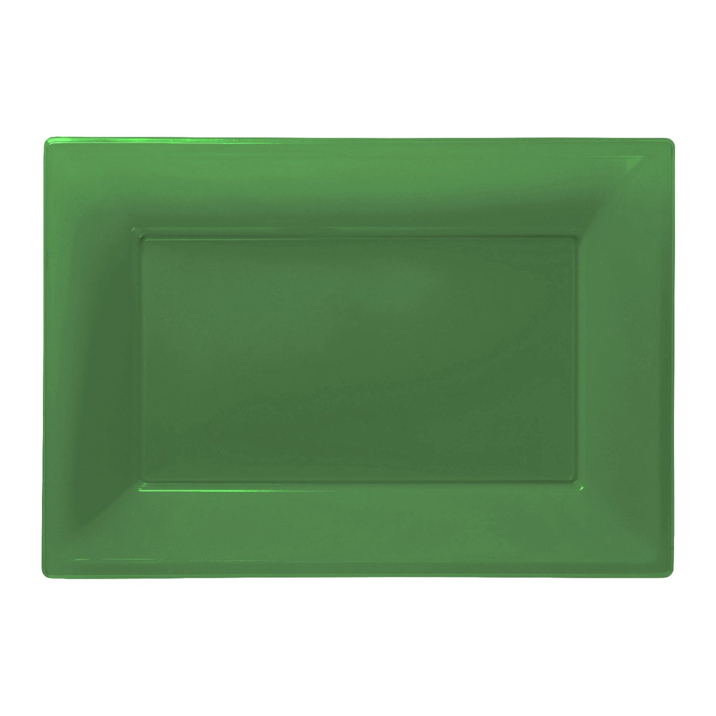 9903727 IP X6 - Festive Green Plastic Platters 33cm x 23cm - 6 PKG/3