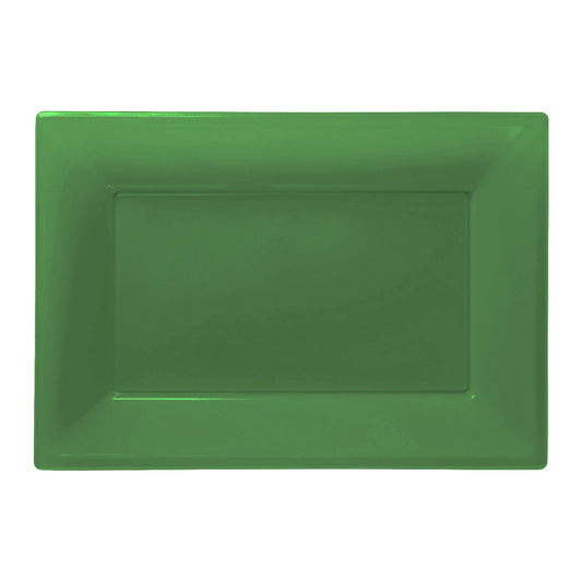 9903727 IP X6 - Festive Green Plastic Platters 33cm x 23cm - 6 PKG/3