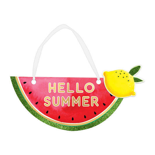 Hawaiian Hello Summer Mini Fruit Message Signs 19cm x 8cm - 12 PC
