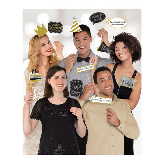 399646 IP X6 - Gold Sparkling Celebration Add an Age Photo Props - 6 PC