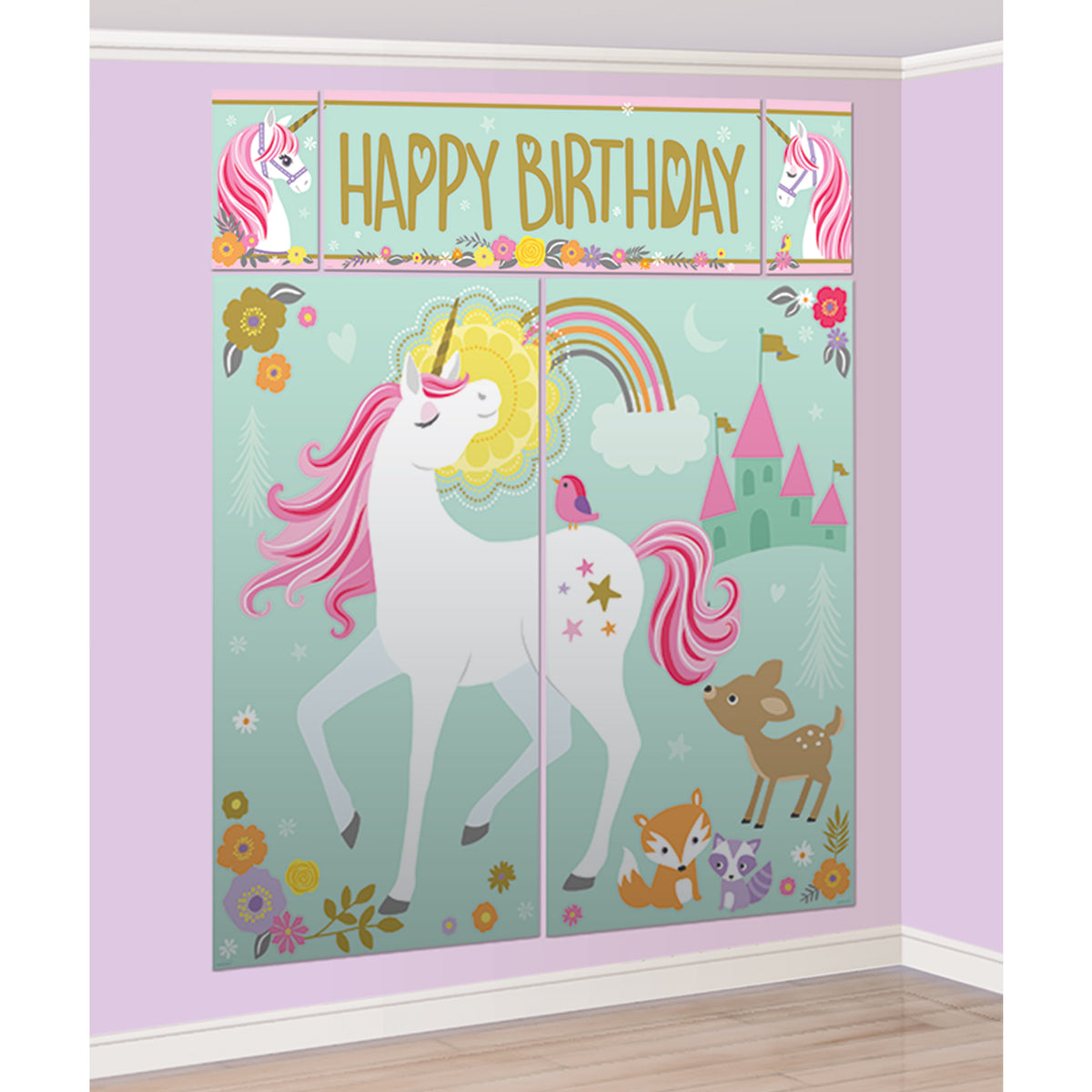 670735 IP X6 - Magical Unicorn Wall Decorations with Photo Props - 6 PKG/17