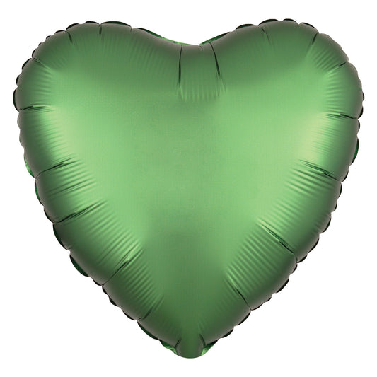 3858702 IP X10 - Satin Luxe Emerald Heart Standard HX Unpackaged Foil Balloons S15 - 10 PC