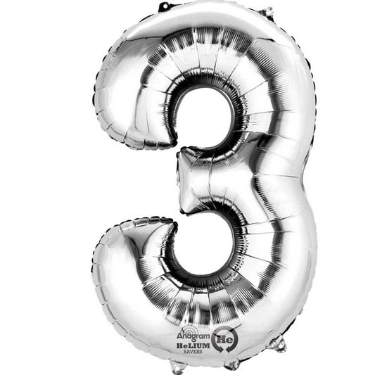 Number 3 Rose Gold Minishape Foil Balloons 16"/"40cm A04 - 5 PC