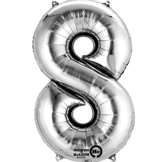 Number 8 Pink Minishape Foil Balloons 16"/"40cm A04 - 5 PC