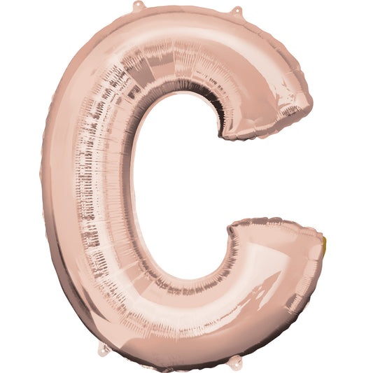 3745411 IP X5 - Letter C Rose Gold Minishape Foil Balloons 16"/40cm A04 - 5 PC