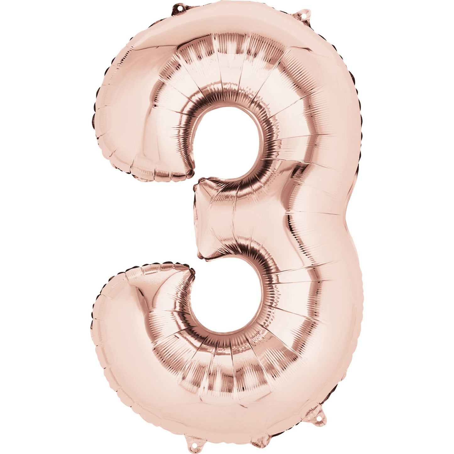 Number 3 Rose Gold Minishape Foil Balloons 16"/"40cm A04 - 5 PC