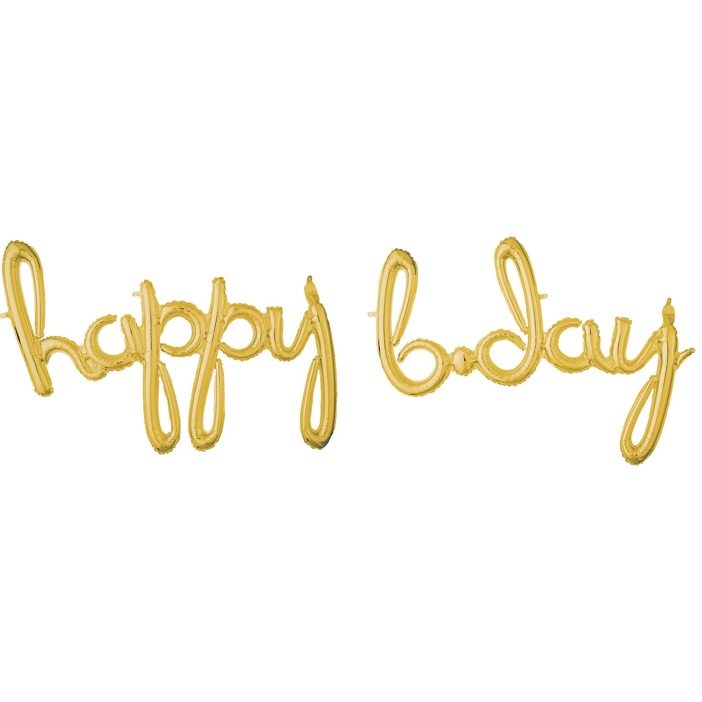 3793711 IP X5 - "Happy Bday" Script Phrase Gold Foil Balloons 35"/88cm x 25"/63cm G40 - 5 PC