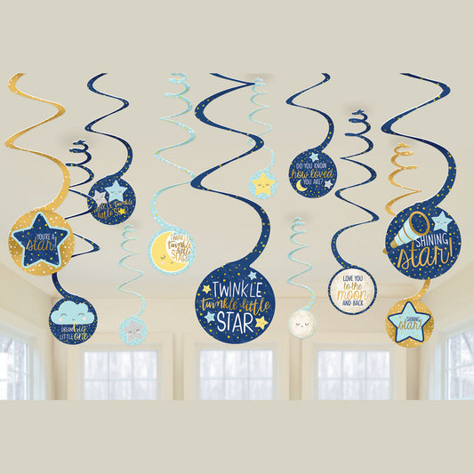 672152 IP X12 - Twinkle Little Star Swirl Decorations - 12 PKG/12