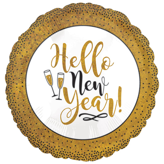 3675901 IP X5 - Gold Glitter New Year Standard Foil Balloons S40 - 5 PC