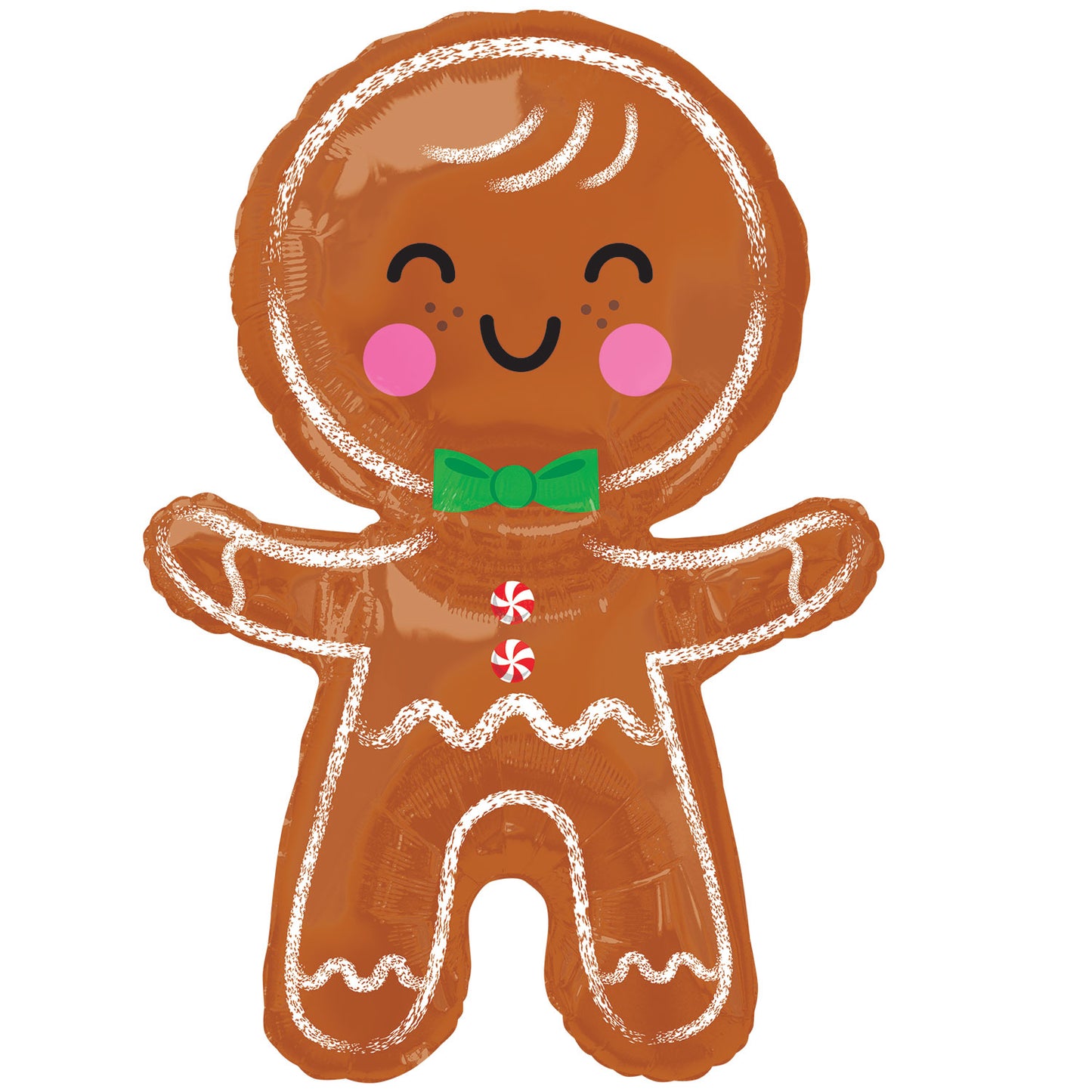 3830401 IP X5 - Happy Gingerbread Man SuperShape XL Foil Balloons 22"/55cm w x 31"/78cm h P30 - 5 PC