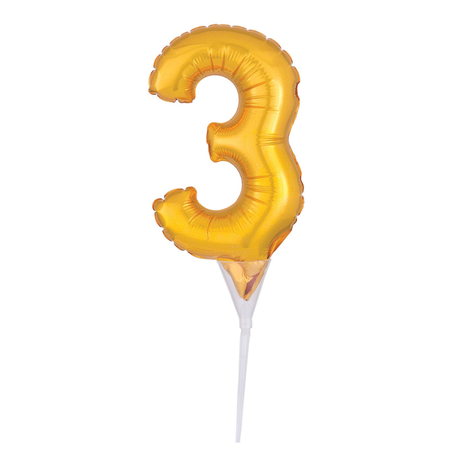 3735101 IP X5 - Number 3 Gold Micro Foil Balloon Cake Picks 6"/15cm A04 - 5 PC