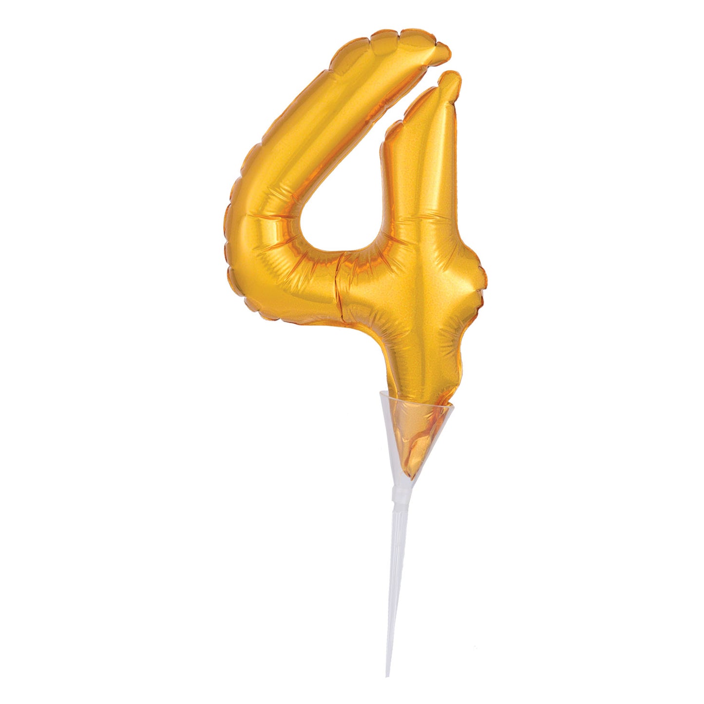 3735201 IP X5 - Number 4 Gold Micro Foil Balloon Cake Picks 6"/15cm A04 - 5 PC