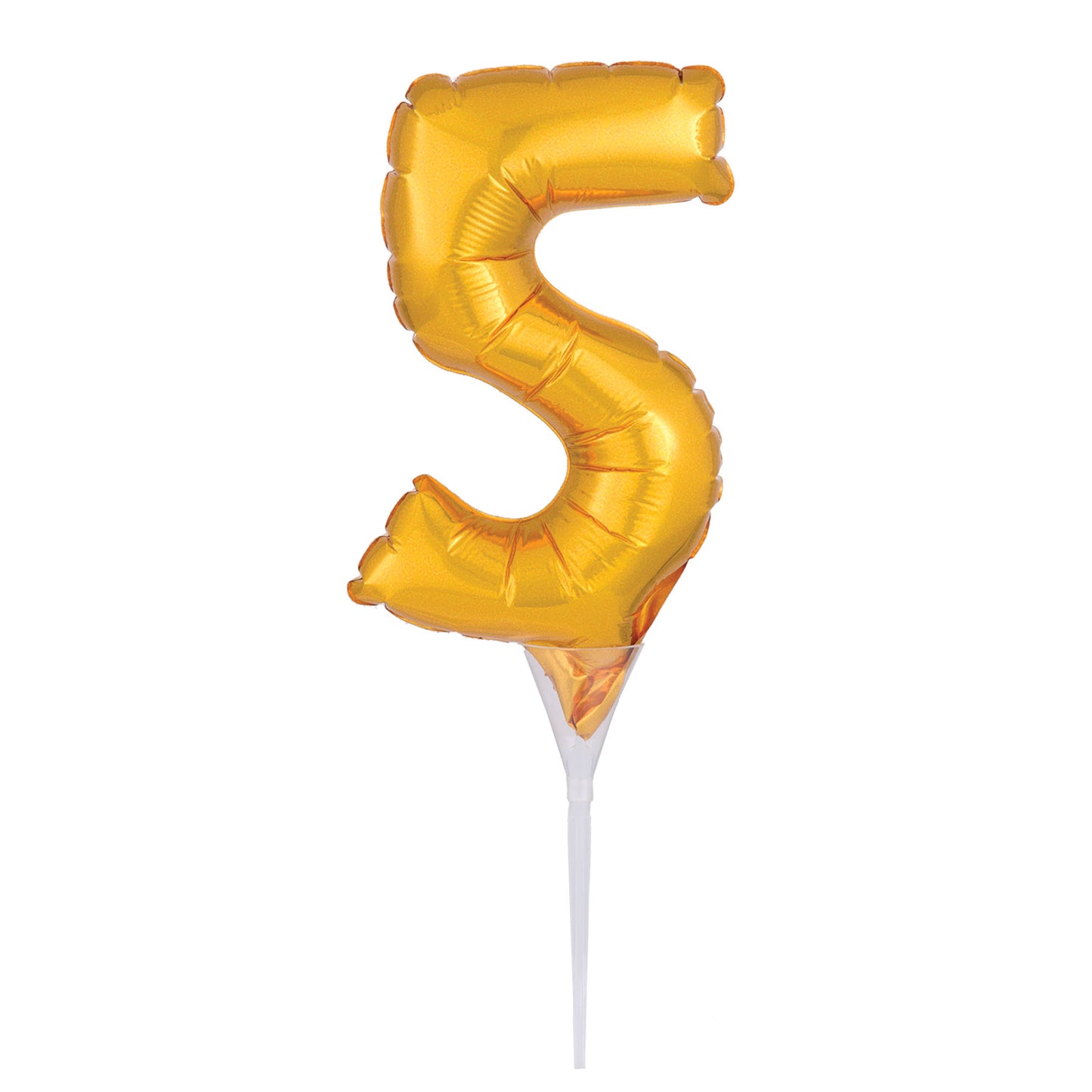3735301 IP X5 - Number 5 Gold Micro Foil Balloon Cake Picks 6"/15cm A04 - 5 PC