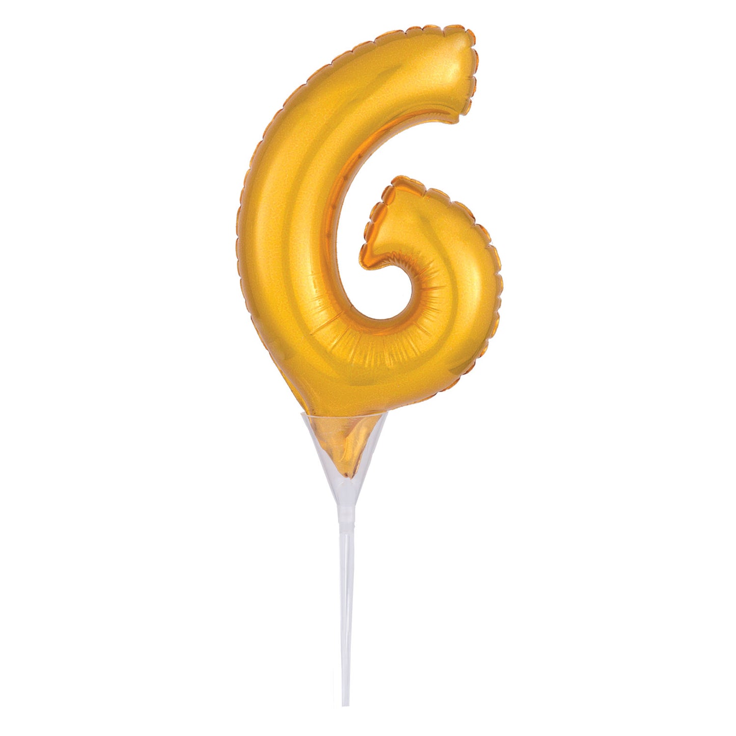 3735401 IP X5 - Number 6 Gold Micro Foil Balloon Cake Picks 6"/15cm A04 - 5 PC