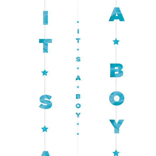 110451 IP X6 - It's a Boy Balloon Fun Strings 1.82m - 6 PC
