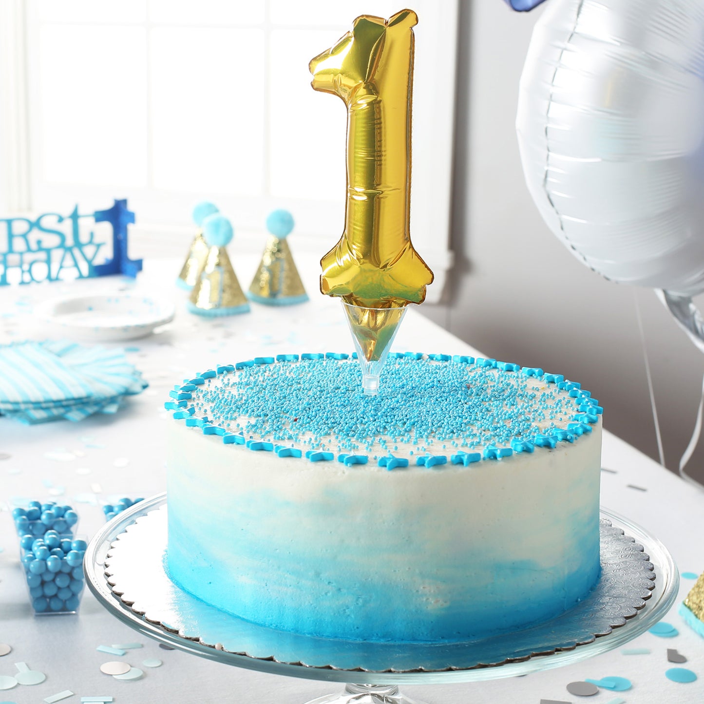 3735201 IP X5 - Number 4 Gold Micro Foil Balloon Cake Picks 6"/15cm A04 - 5 PC