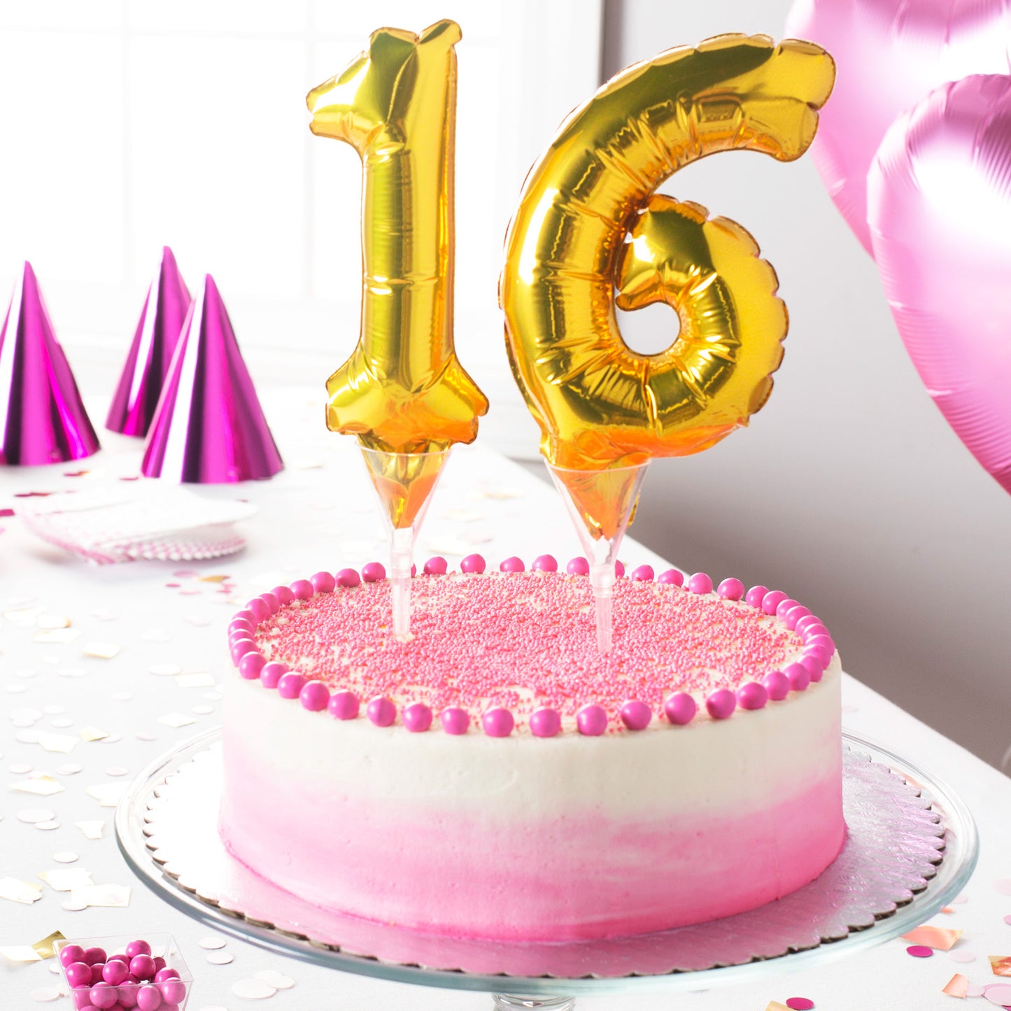 3735301 IP X5 - Number 5 Gold Micro Foil Balloon Cake Picks 6"/15cm A04 - 5 PC