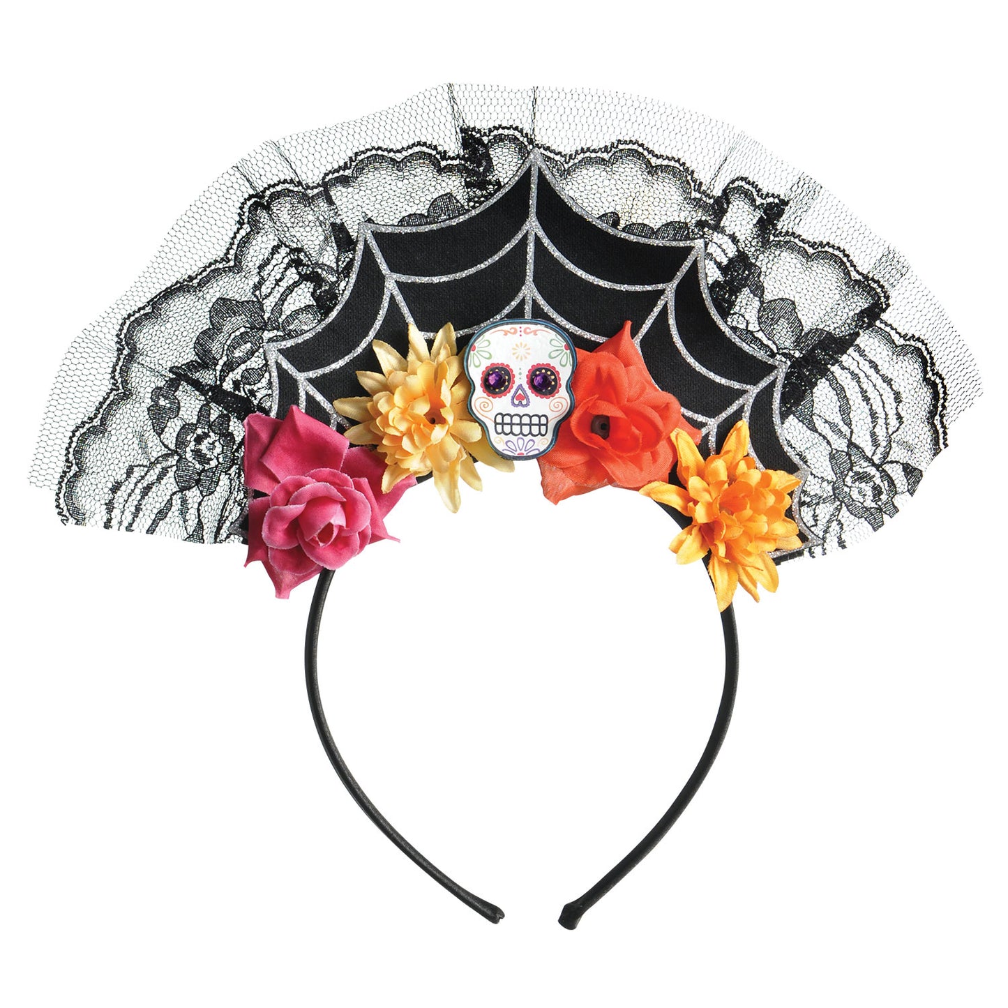 844939 - Day of the Dead Spiderweb Headbands - Size Adult - 6 PC
