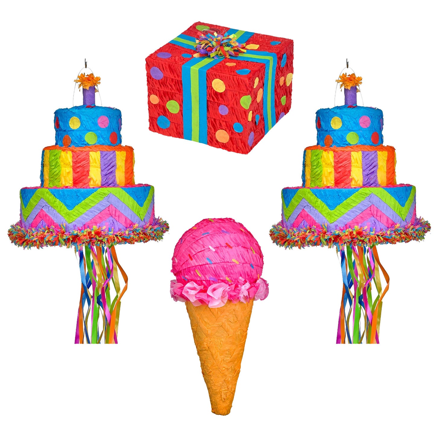 P20032 IP X4 - Assorted Birthday Designs Pinatas - 4 PC