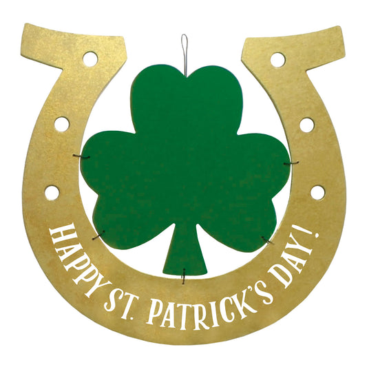 Happy St. Patrick's Day Horseshoe Hanging Sign 39cm x 38.5cm - 3 PC