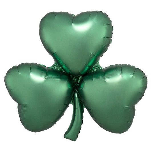 3878301 IP X5 - Emerald Shamrock Satin Luxe SuperShape XL Foil Balloons 29"/73cm x 28"/71cm P30 - 5 PC