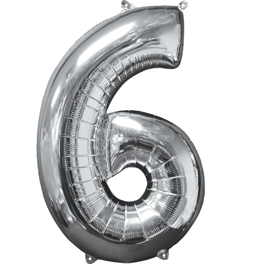 Number 6 Rose Gold SuperShape Mid-Size Foil Balloons 17"/43cm w x 26"/66cm h P31 - 5 PC