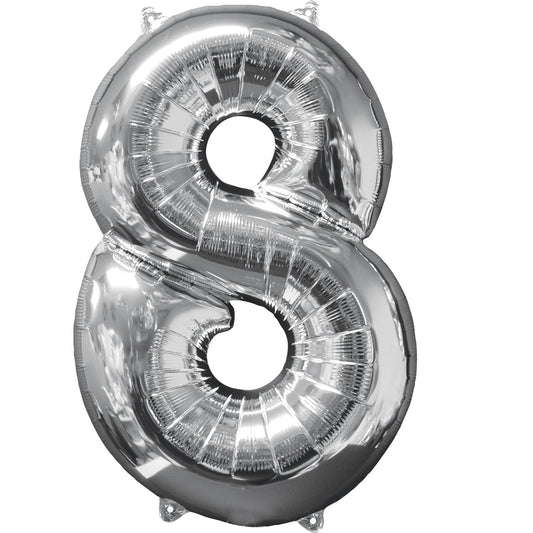 Number 8 Rose Gold SuperShape Mid-Size Foil Balloons 18"/45cm w x 26"/66cm h P31 - 5 PC