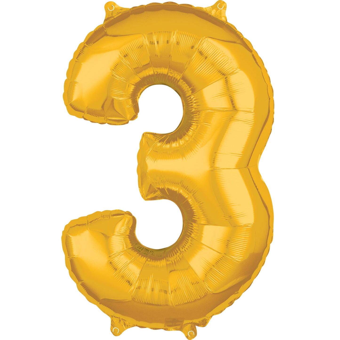 Number 3 Gold SuperShape Mid-Size XL Foil Balloons 17"/43cm w x 26"/66cm h P31 - 5 PC