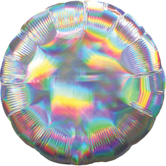 3925802 IP X10 - Yellow Iridescent Circle Standard HX Unpackaged Foil Balloons S40 - 10 PC
