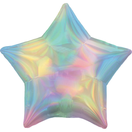 3940702 IP X10 - Pastel Rainbow Iridescent Star Standard HX Unpackaged Foil Balloons S40 - 10 PC