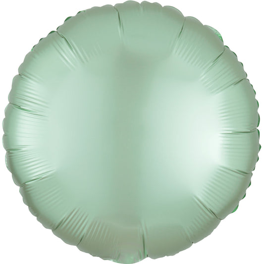 3991302 IP X10 - Mint Green Circle Satin Luxe Standard HX Unpackaged Foil Balloons S15 - 10 PC
