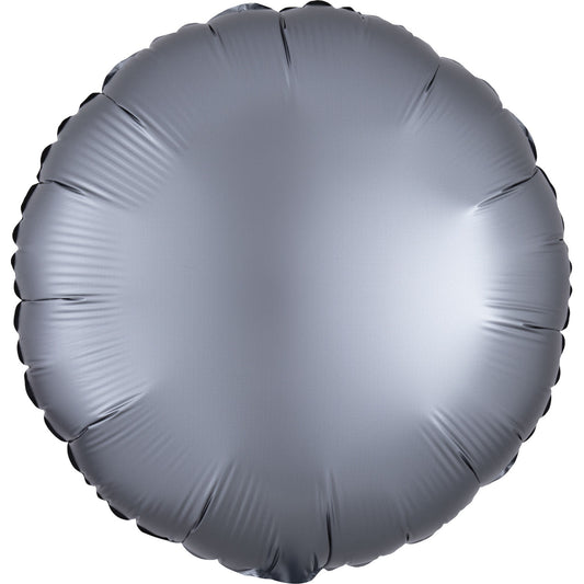 3991601 IP X5 - Graphite Circle Satin Luxe Standard HX Packaged Foil Balloons S15 - 5 PC