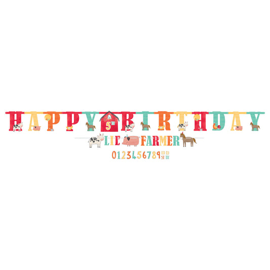 122172 IP X6 - Barnyard Birthday Jumbo Add-an-Age Letter Banner Kits - 6 PKG/2