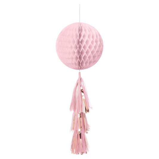 290109 IP X12 - Rose Gold Blush Hanging Honeycomb Decorations 71cm - 12 PC