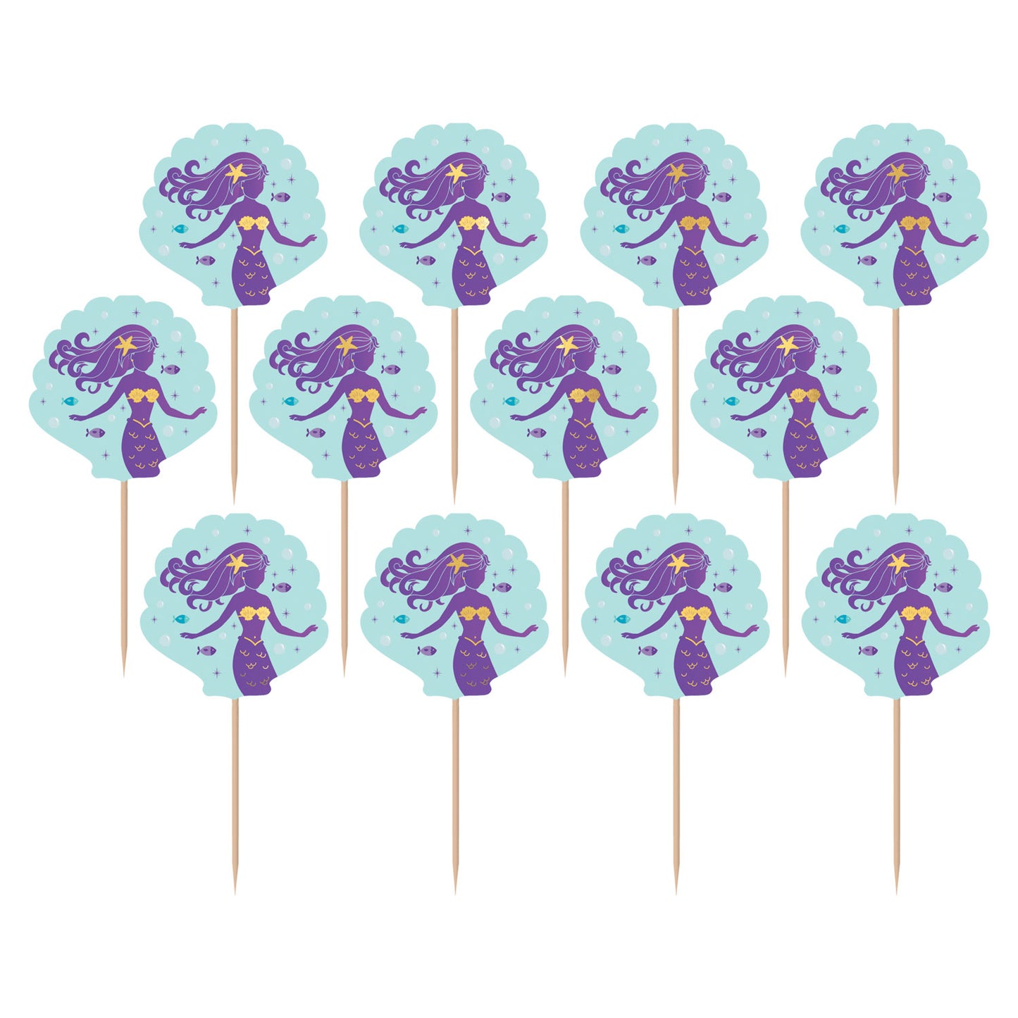 Mermaid Wishes Food Picks 8.8cm - 12 PKG/24