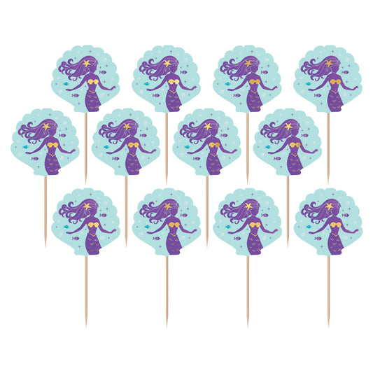 Mermaid Wishes Food Picks 8.8cm - 12 PKG/24