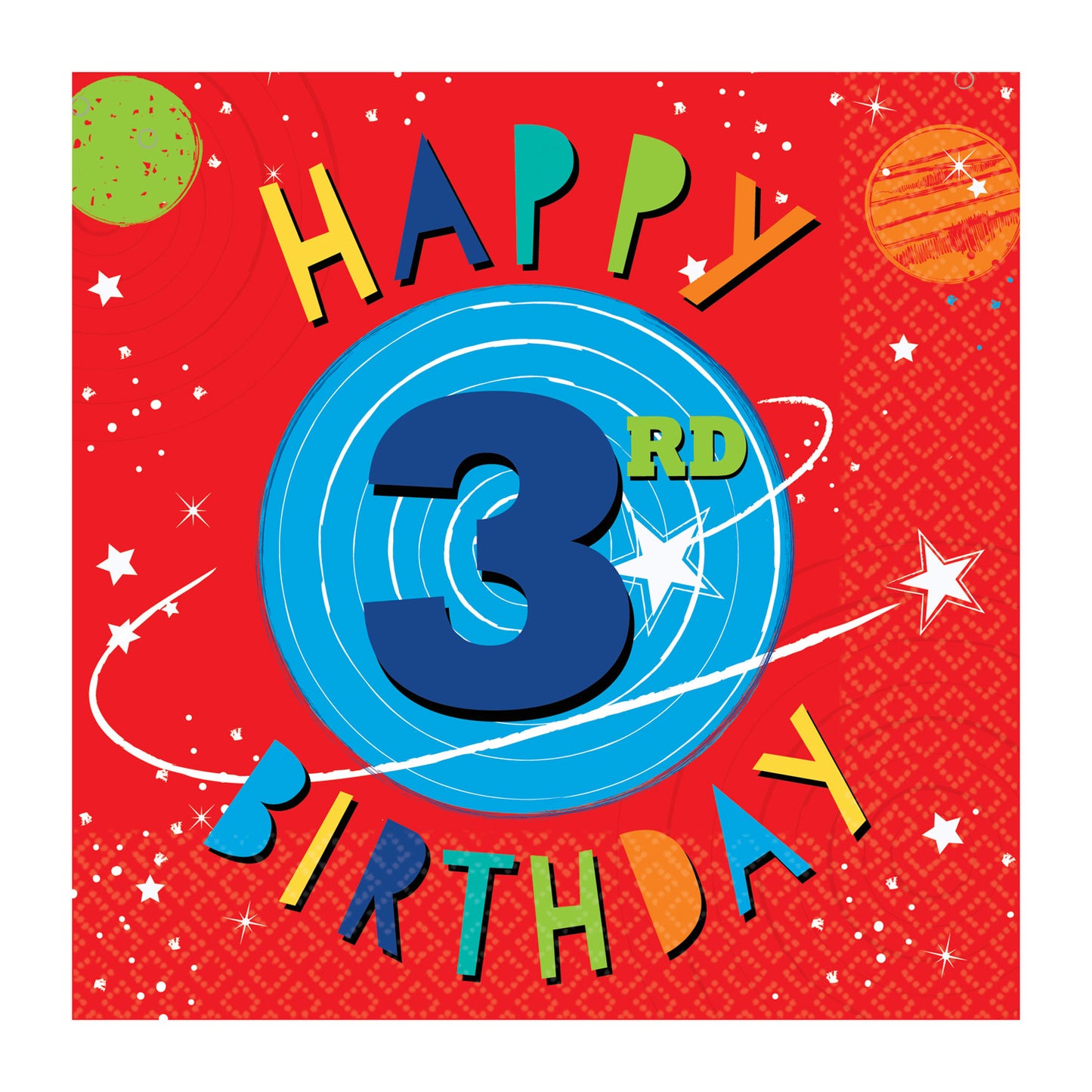 512278 IP X12 - Blast Off Birthday Luncheon Napkins 33cm - 12 PKG/16