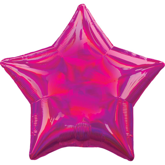 3926701 IP X5 - Magenta Iridescent Star Standard HX Packaged Foil Balloons S40 - 5 PC
