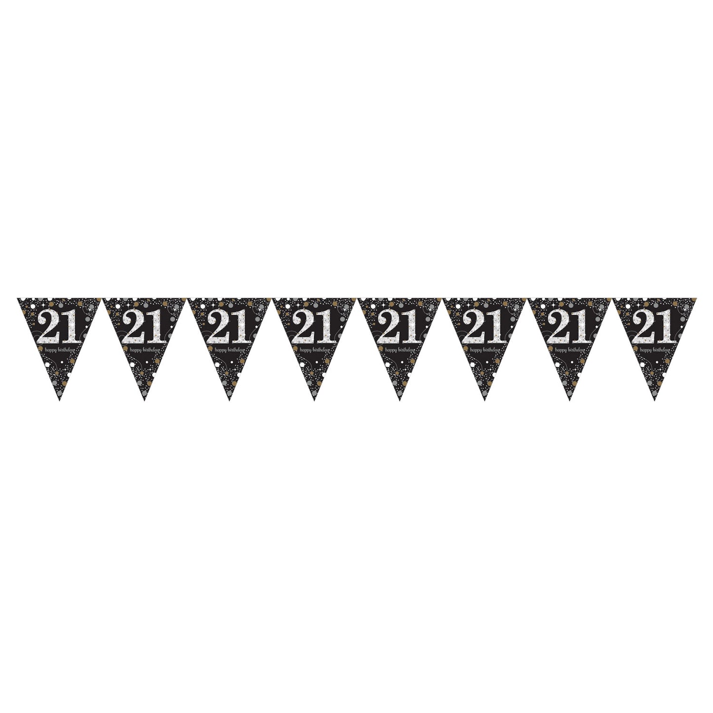 9900559 IP X12 - Gold Sparkling Celebration 21st Prismatic Happy Birthday Plastic Pennant Bunting 4m x 20cm - 12 PC