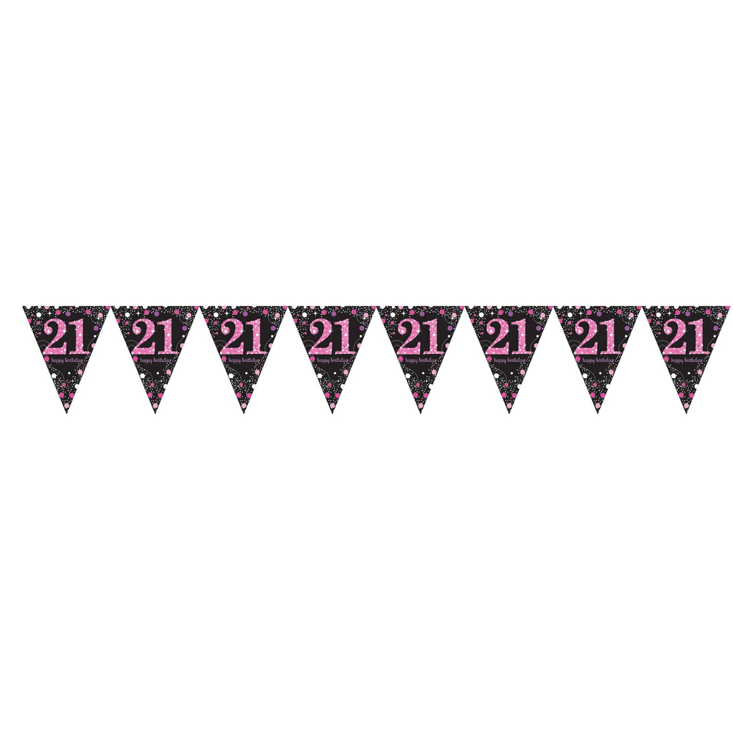 9900582 IP X12 - Pink Sparkling Celebration 21st Prismatic Plastic Pennant Bunting 4m x 20cm - 12 PC