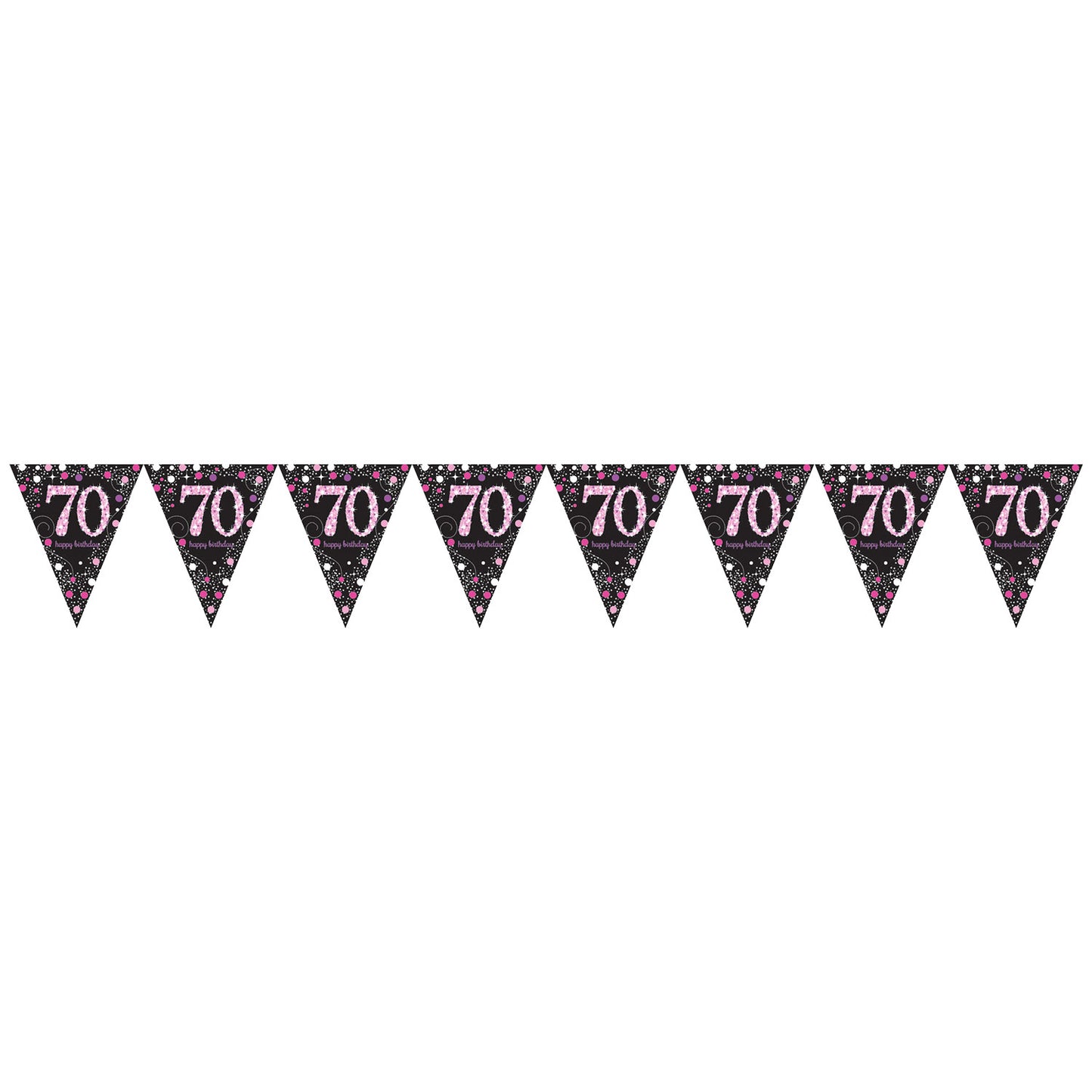 9901740 IP X12 - Pink Sparkling Celebration 70th Plastic Pennant Bunting 4m x 20cm - 12 PC