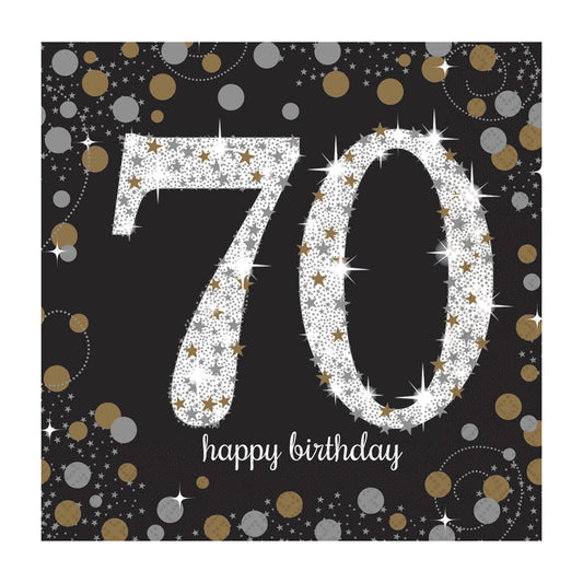 511964 IP X12 - Gold Sparkling Celebration 70th Luncheon Napkins 33cm - 12 PKG/16