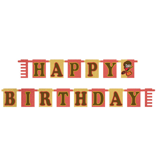 9905195 IP X6 - Harry Potter Happy Birthday Holographic Letter Banners 2.1m x 13cm - 6 PC